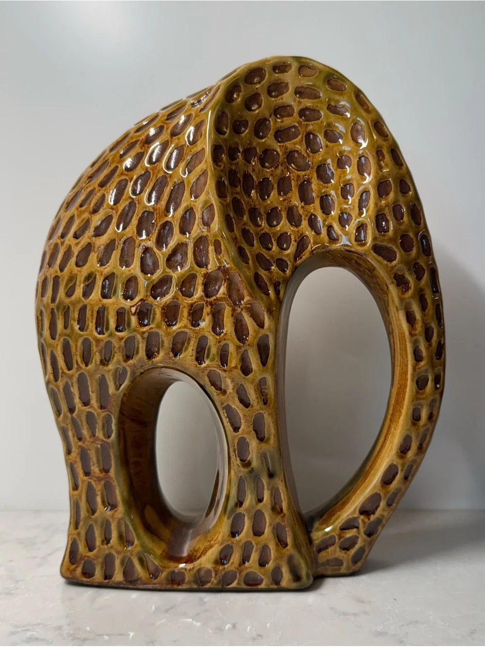 Ceramic Elephant Sculpture in Honey Brown Pier 1